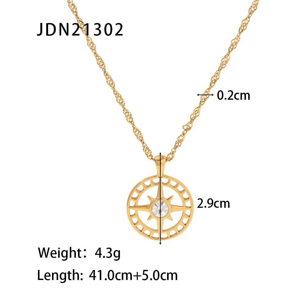 Metal Texture Stainless Steel Pearl Cubic Zirconia Pendant Necklace PVD Gold Plated Waterproof Jewelry For Women 2022 NEW