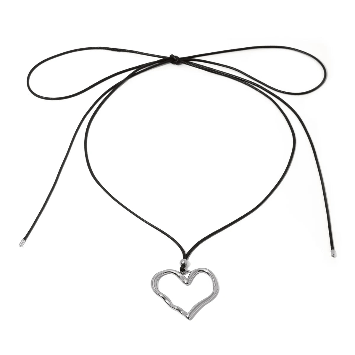 Youthway Trendy Pleated Wax Rope Line Stainless Steel Love Pendant Necklace For Women Personalized Jewelry Gift