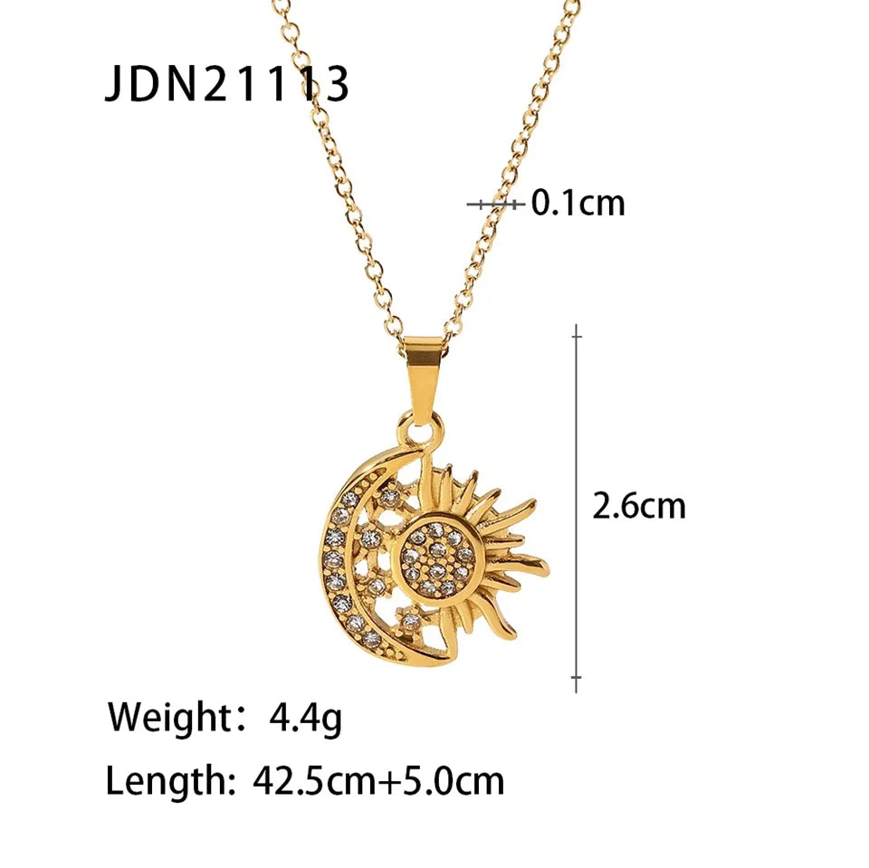 Metal Texture Stainless Steel Pearl Cubic Zirconia Pendant Necklace PVD Gold Plated Waterproof Jewelry For Women 2022 NEW