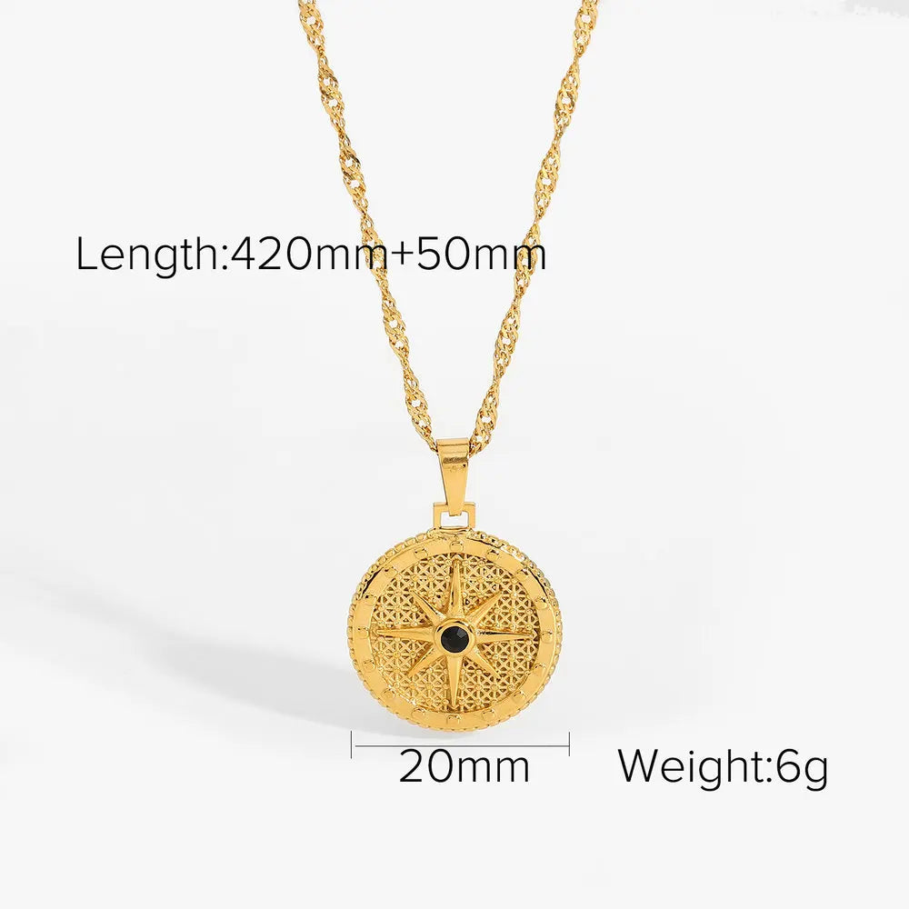 Metal Texture Stainless Steel Pearl Cubic Zirconia Pendant Necklace PVD Gold Plated Waterproof Jewelry For Women 2022 NEW