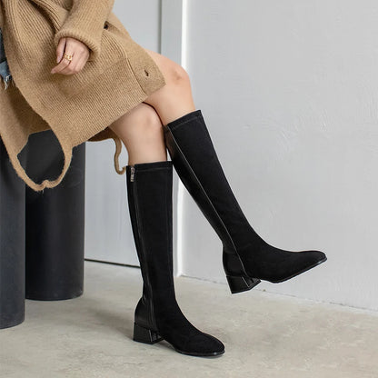 Thick Heel Round Toe Non-Slip Women's Knee-Length Boots