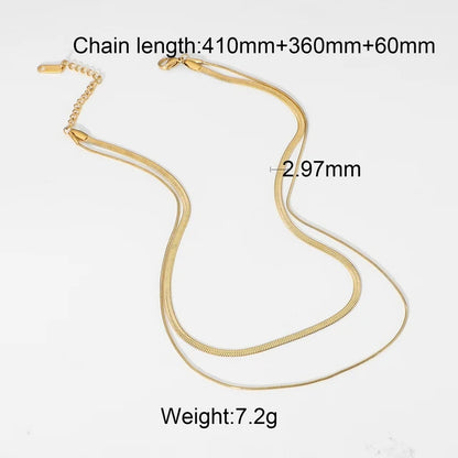 18K Gold Plated Stainless Steel Thick Cuban Chain Necklace For Women Punk Miami Double Layered Snake Chain Choker Neckalce