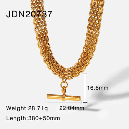 Stainless Steel Necklace 18k Gold T Rod Pendant Cuba Figaro Rope Chain Watch Band Chain Four Model Necklaces For Women Jewelry