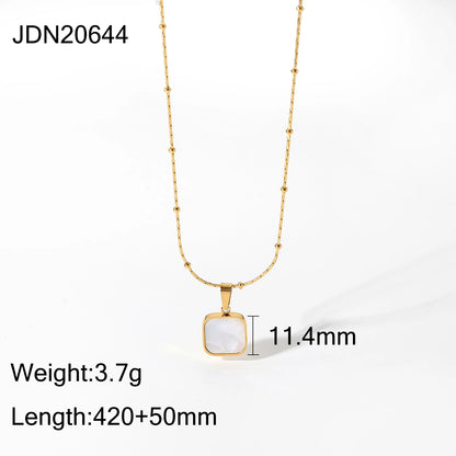 Simple Fashion Stainless Steel Square Shell Pendant Necklace For Women Girls Waterproof Choker Jewelry