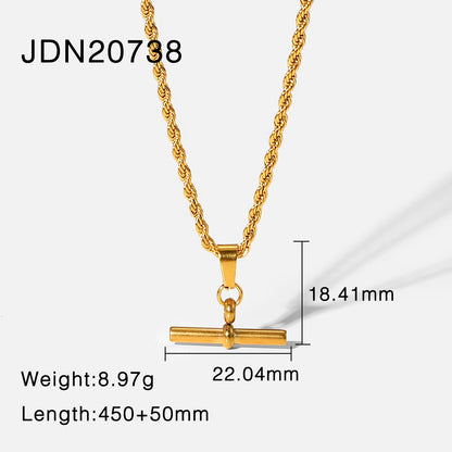 Stainless Steel Necklace 18k Gold T Rod Pendant Cuba Figaro Rope Chain Watch Band Chain Four Model Necklaces For Women Jewelry