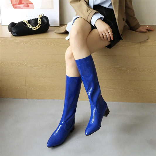 Leather Mid-calf Boots for Women Shoes