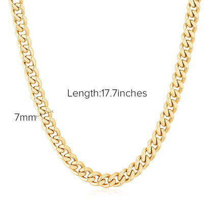 18K Gold Plated Stainless Steel Thick Cuban Chain Necklace For Women Punk Miami Double Layered Snake Chain Choker Neckalce