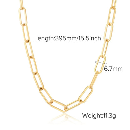 18K Gold Plated Stainless Steel Thick Cuban Chain Necklace For Women Punk Miami Double Layered Snake Chain Choker Neckalce