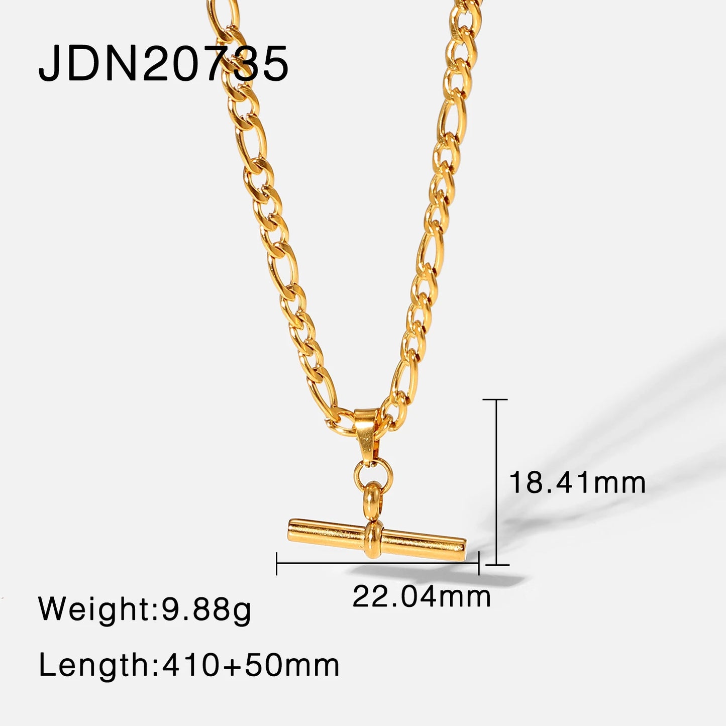 Stainless Steel Necklace 18k Gold T Rod Pendant Cuba Figaro Rope Chain Watch Band Chain Four Model Necklaces For Women Jewelry