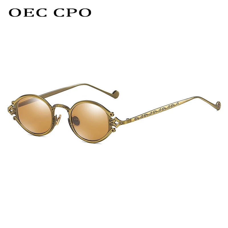 new cateye street shoot man sunglasses women retro steampunk glasses gothic oval Metal frame carved sunglasses Gafas sol mujer