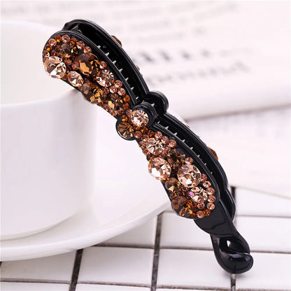 9.8cm Long Bow knot Banana Clip Barrette Fashion New Hair Clips for Women Rhinestone Pony Hair Accessories Harp nana Clips