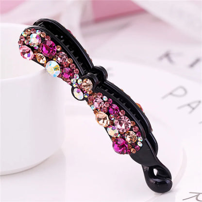 9.8cm Long Bow knot Banana Clip Barrette Fashion New Hair Clips for Women Rhinestone Pony Hair Accessories Harp nana Clips