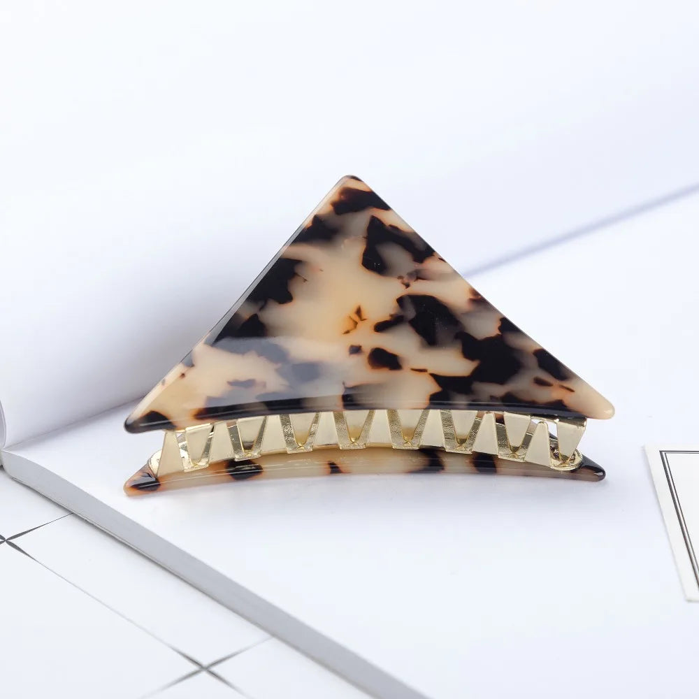 1 pc Celluloid Large Triangle Hair Claw Luxury Handmade French Design Fashion Tortoise Shell Accessories Women Hair Clip