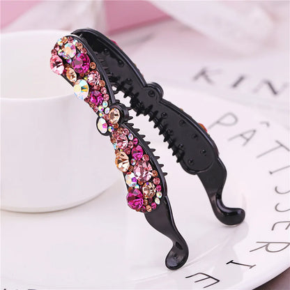 9.8cm Long Bow knot Banana Clip Barrette Fashion New Hair Clips for Women Rhinestone Pony Hair Accessories Harp nana Clips