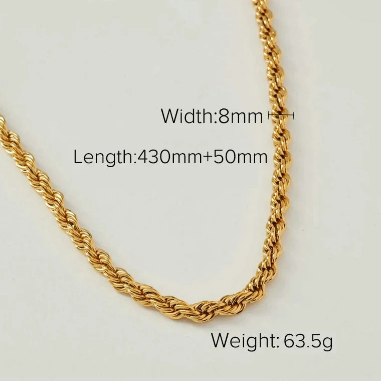 18K Gold Plated Stainless Steel Thick Cuban Chain Necklace For Women Punk Miami Double Layered Snake Chain Choker Neckalce