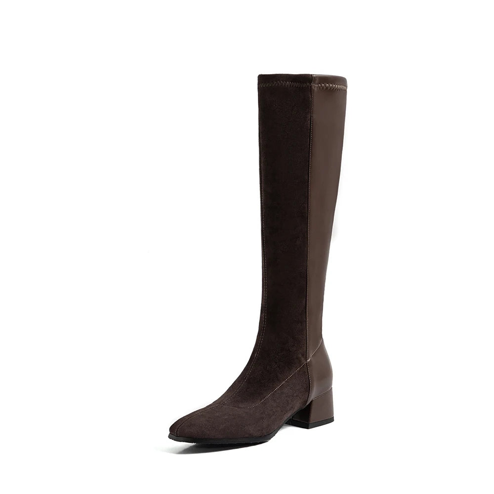 Thick Heel Round Toe Non-Slip Women's Knee-Length Boots