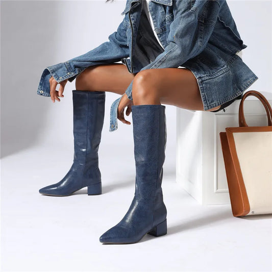 New Fashion Chunky Heels High Knee Boots