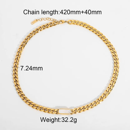 18K Gold Plated Stainless Steel Thick Cuban Chain Necklace For Women Punk Miami Double Layered Snake Chain Choker Neckalce