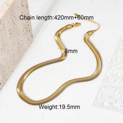 Gold Plated Stainless Steel Snake Chain Necklace Bracelets For Women 8mm Choker Necklace Stacking Jewelry