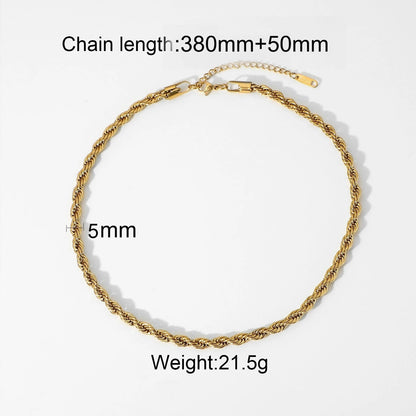 18K Gold Plated Stainless Steel Thick Cuban Chain Necklace For Women Punk Miami Double Layered Snake Chain Choker Neckalce