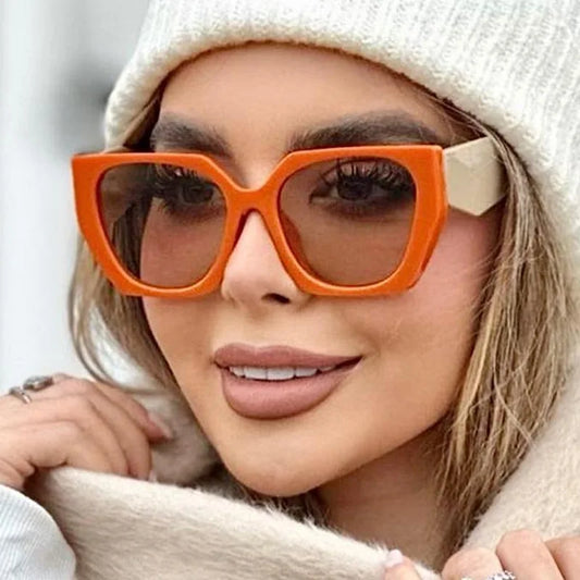 Vintage Square Sunglasses Woman Brand Designer Retro Punk Orange Sun Glasses Female Shades UV400 Eyewear Men Fashion Driving