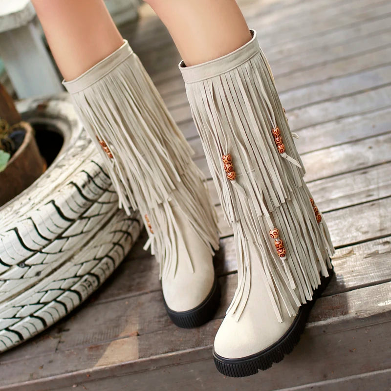 Mid Calf Boots Thick Plush Inner Lining Winter Boots