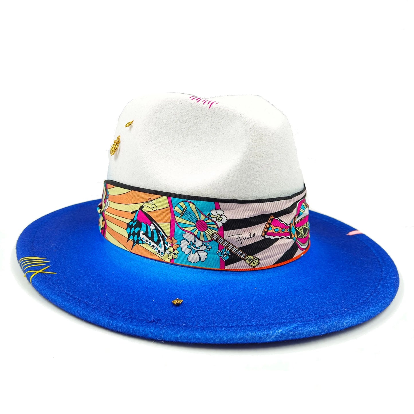 Cartoon Metal Patch Pink Fedora Hat