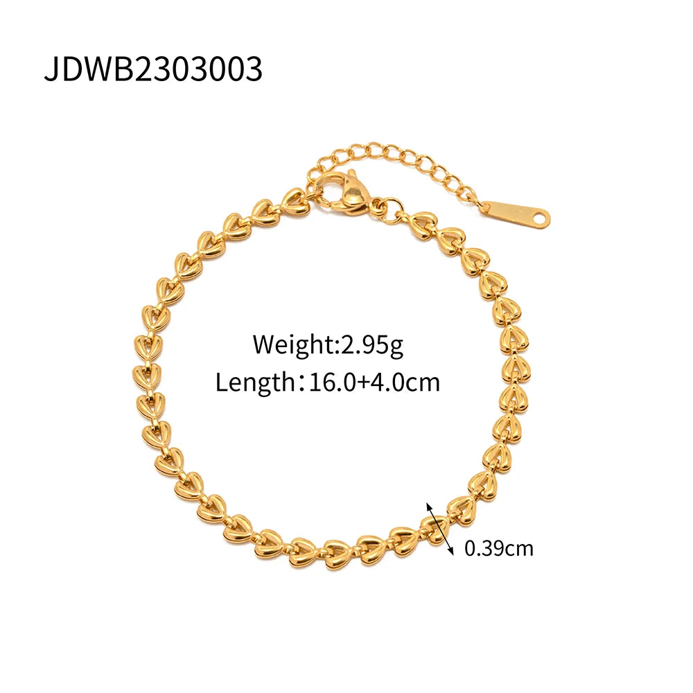 Youthway Stainless Steel Hollow Heart Braided Necklace for Women High Quality 18K Gold Plated Waterproof Jewelry Set