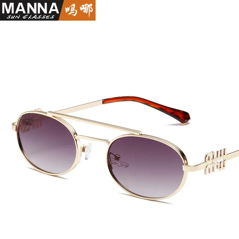 Oval Retro Sunglasses Women Fashion Metal Frame Eyeglasses Women Personality Simple 2024 Glasses Women Gafas De Sol Mujer