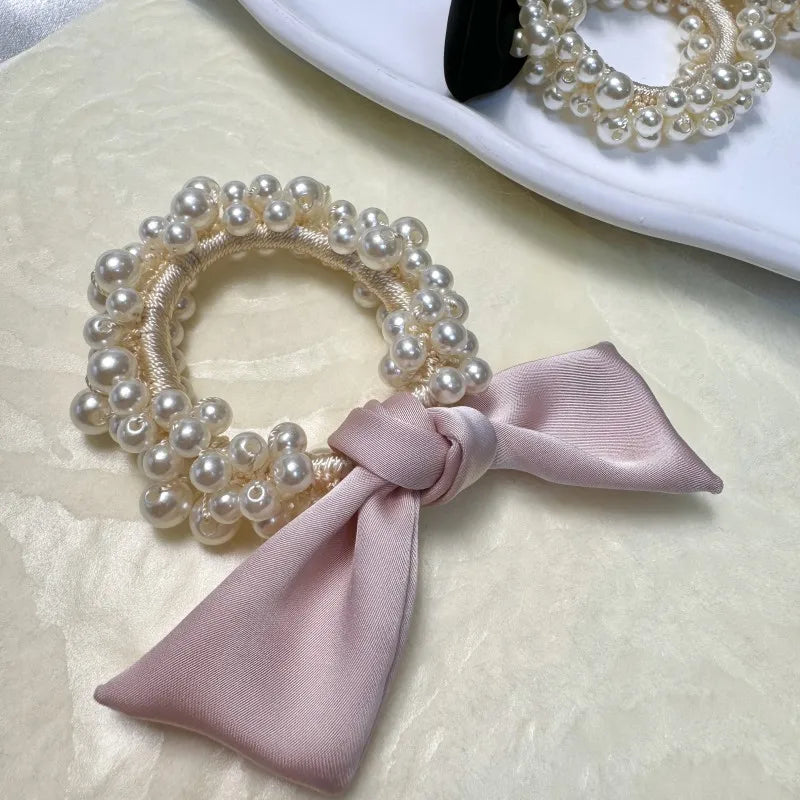 Small Hair Ties: Handmade with unique and attractive faux pearl embellishments.