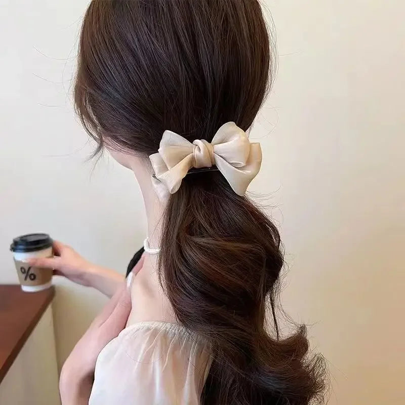 Korean Elegant Bow Hair Clip Claw Clamp Bun Updo Hair Clips Girls Barrettes Headwear Girls Women Hair Accessories