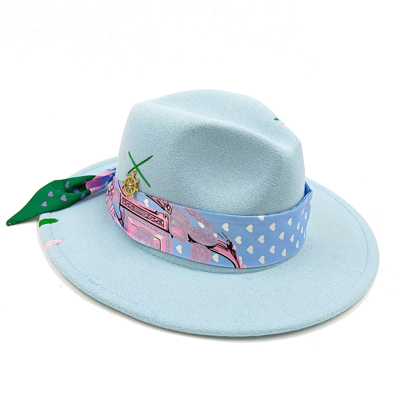 Cartoon Metal Patch Pink Fedora Hat