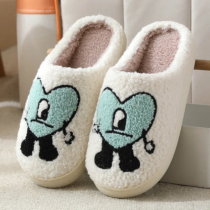 Evshine Women Winter Furry Cotton Slippers Indoor Warm Comfortable Plush House Slippers Soft Non-slip Fur Fluffy Bedroom Slides