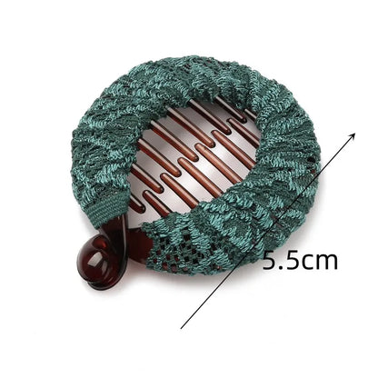 1pcs 5.5cm Circle Small Banana Clips for Hair Handmade Lace Hairclips for Girls and Women Ponyhair