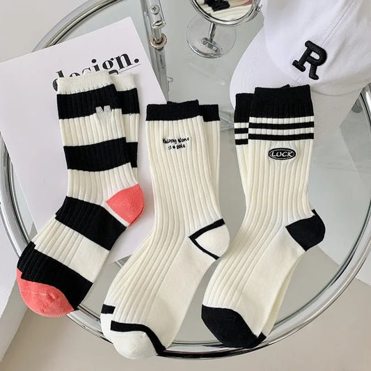 Black and White Socks Women's Mid-tube Socks