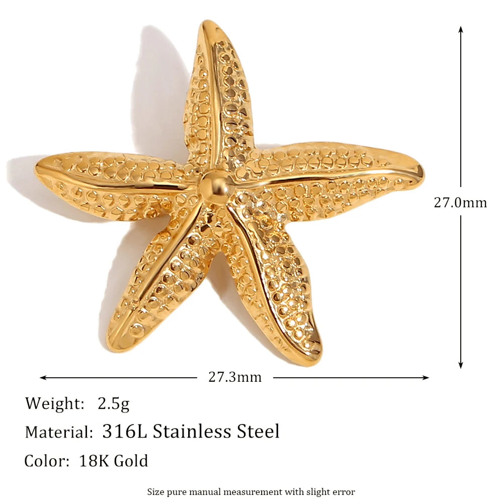 E.B.belle Moon Starfish Imitation Pearl Heart Shell Brooches Stainless Steel Jewelry For Women Fashion Clothing Bag Charm