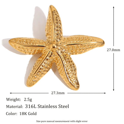 E.B.belle Moon Starfish Imitation Pearl Heart Shell Brooches Stainless Steel Jewelry For Women Fashion Clothing Bag Charm