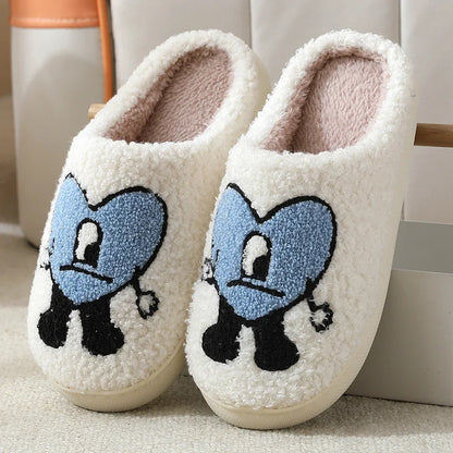 Evshine Women Winter Furry Cotton Slippers Indoor Warm Comfortable Plush House Slippers Soft Non-slip Fur Fluffy Bedroom Slides