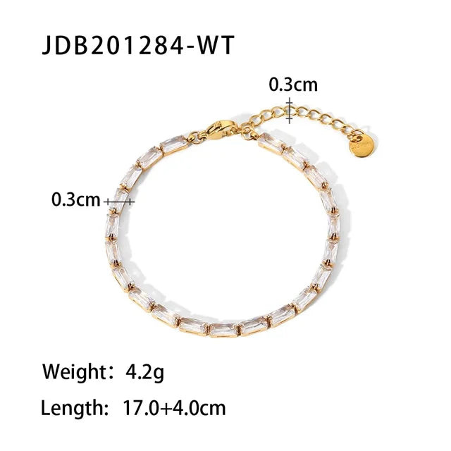 Youthway Waterproof Stainless Steel Colorful White Cubic Zirconia Bracelet for Women High Quality Metal Women Bracelet Jewelry