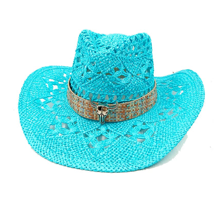 Corn Husk Material Cowboy Straw Hat Panama Visor Women's Elegant Western Cowboy Hat Men's  sombrero