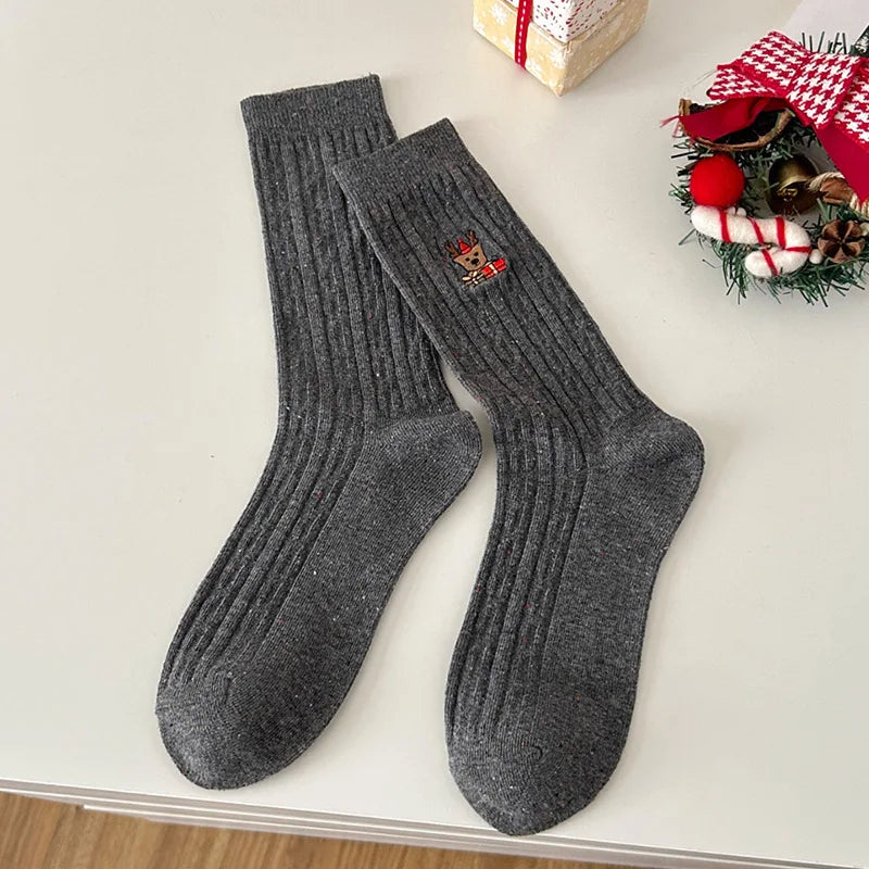 Autumn Winter Christmas Designer Socks Cotton Middle