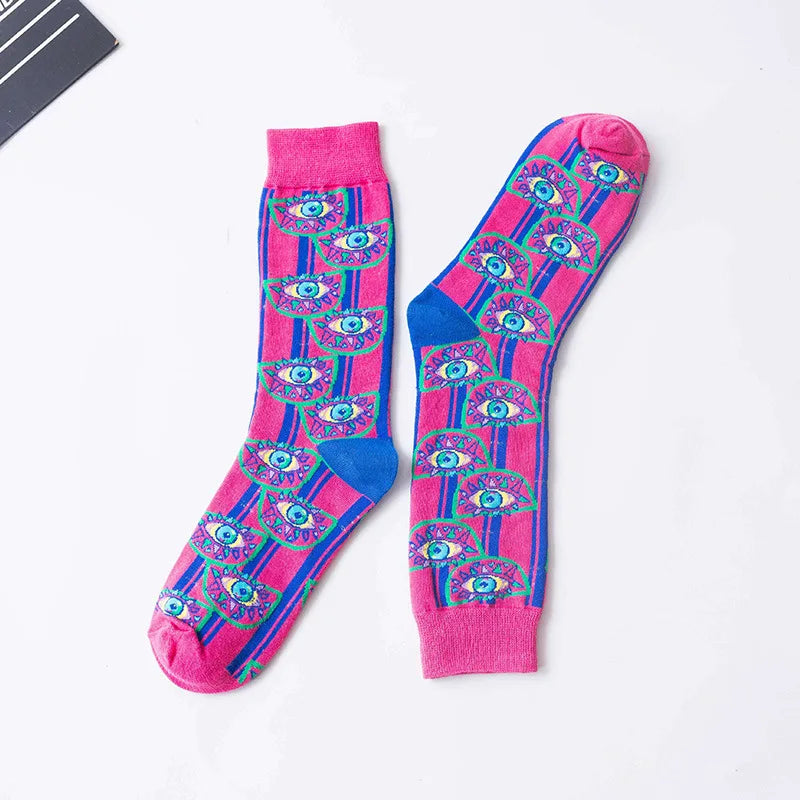 Fashion Streetwear Funny Socks Women Cartoon Ladies Long Socks Cotton for Autumn and Winter Colorful Meias 406