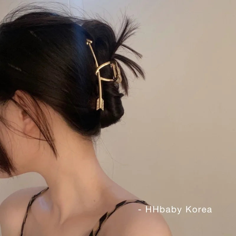 Korean Fashion Simple Metal Hair Clip Claw Clamp Gold Silver Vintage Updo Hair Claw Clip Headwear Girls Women Hair Accessories