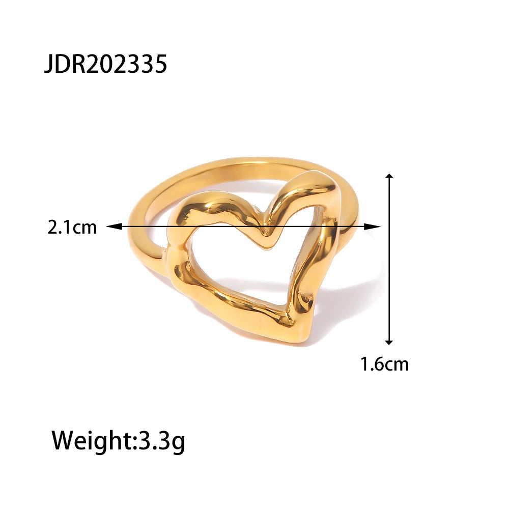 Youthway 18K Gold Plated Stainless Steel Geometric Fashion Ring Waterproof Anti Allergic colorfast Fashion Jewelry Unisex 2024