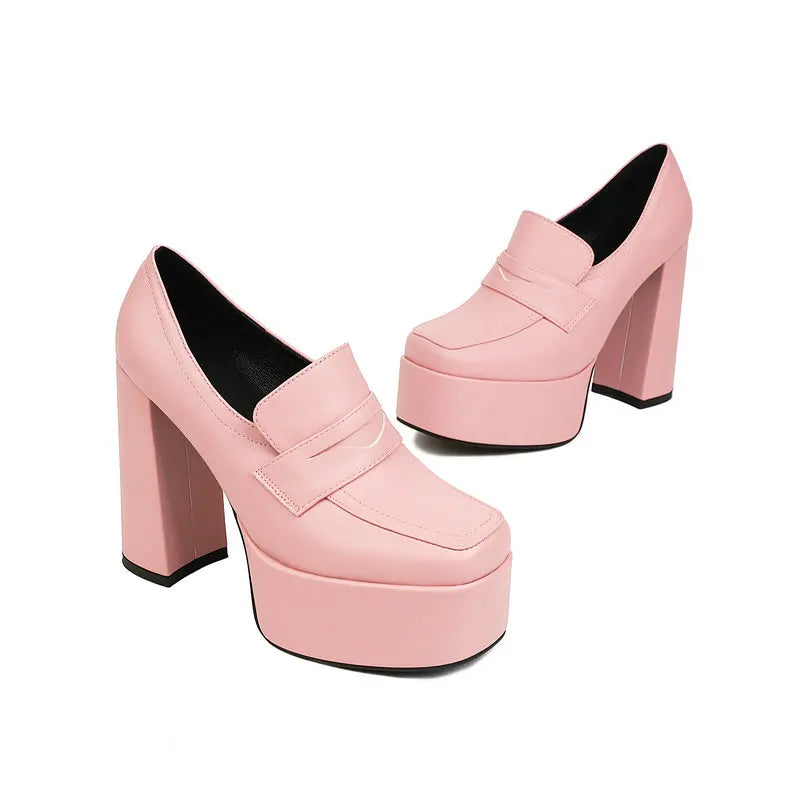 High Heeled Pumps Platform Stiletto Block Heels Loafers