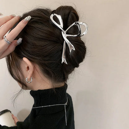 Korean Fashion Metal Bow Hair Clip Claw Clamp Elegant Updo Hair Clip Claw Clamp Headwear Girls Women Hair Accessories