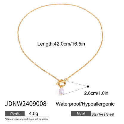 Youthway Gold Plated Stainless Steel Trendy Minimalist Pearl Pendant Necklace For Women Waterproof Anti Allergic Jewelry