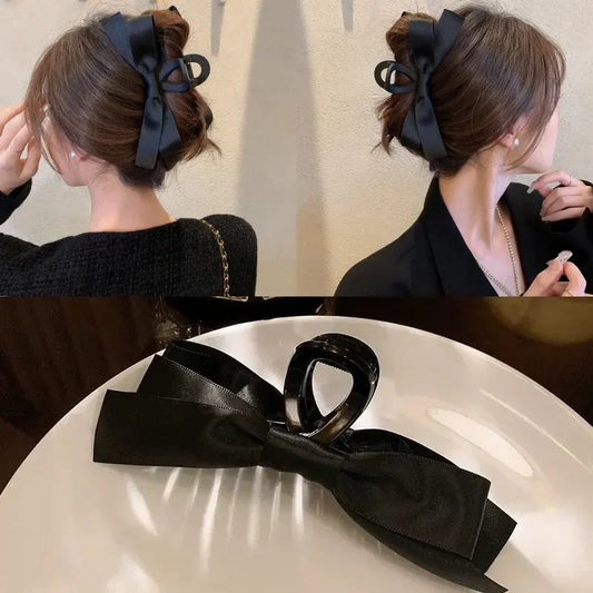 Double Sided Bow-Knot Grab Clip Hairpins Big Size Bow Velvet Hair Claws Korean Hair Clip Hair Style Accessories Fashion Barrette