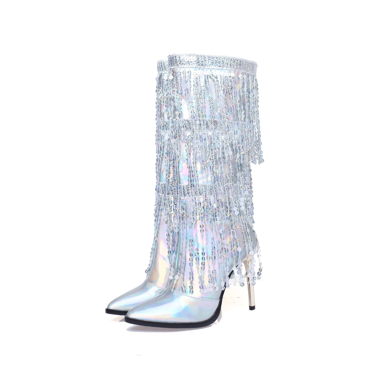 Bling Bling Wedding Shining Boots With Sequined Fringes