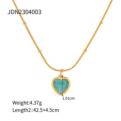 Youthway Stainless Steel Blue Natural Stone Square Heart Oval Pendant Necklace For Woman Stainless Steel Jewelry 2023 NEW